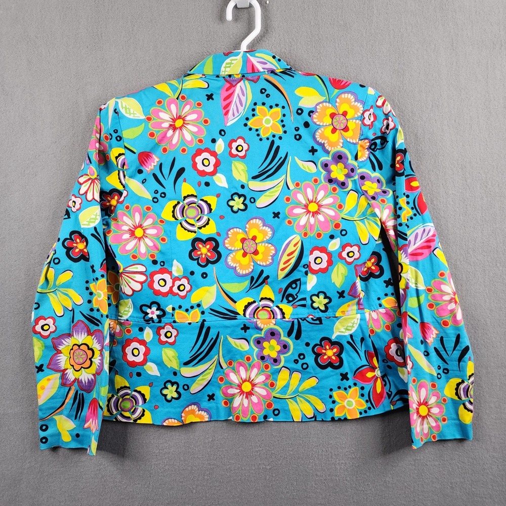 Bamboo Traders Womens Bright Floral Blazer Jacket Colorful Button Front Medium - Picture 9 of 14